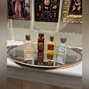 Vintage 24k Gold Plated Vanity‎ Mirror tear Filagree Butterflies and Flowers